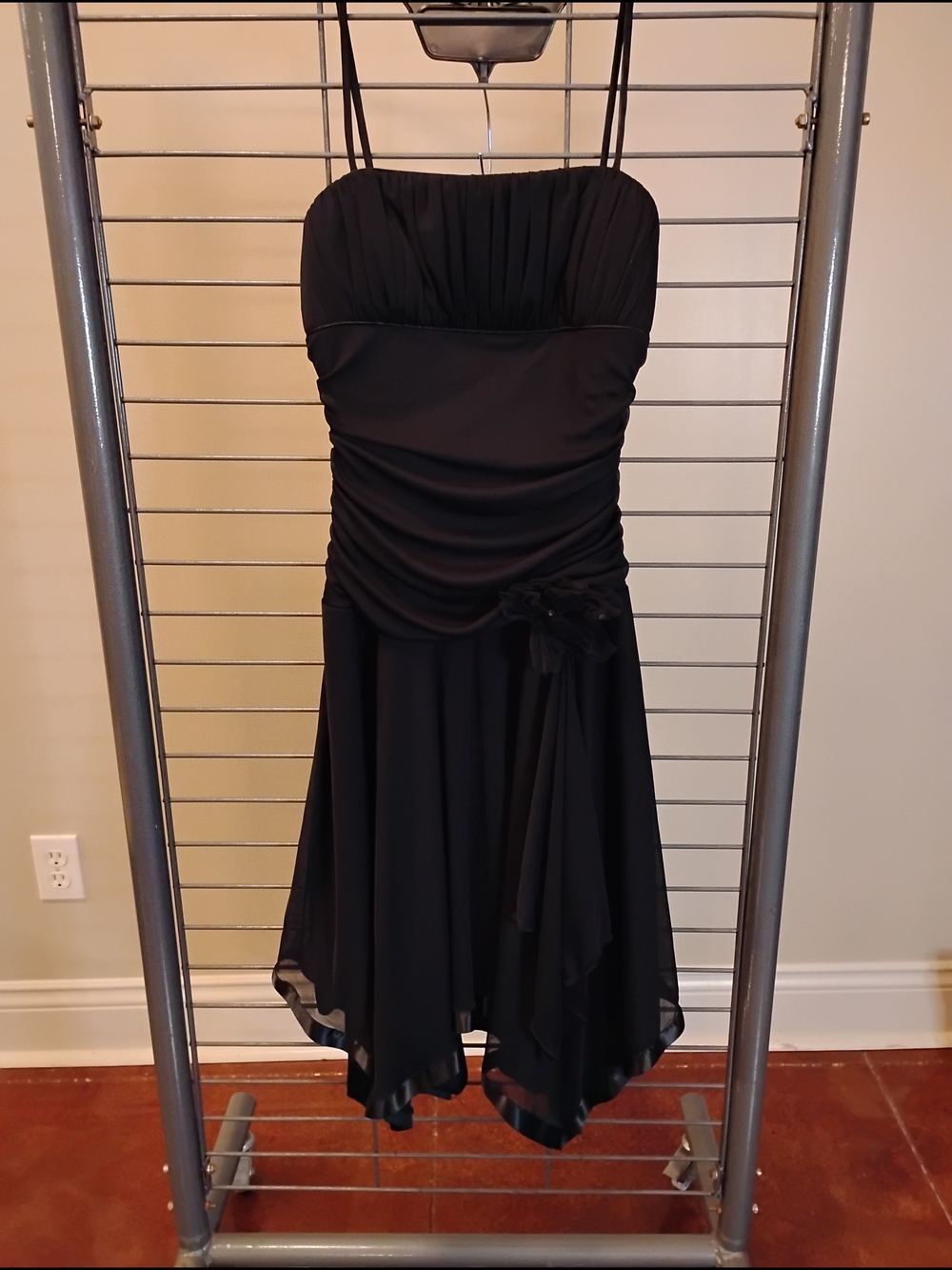 City Triangles Black‎ Strapless Handkerchief-Hem Cocktail Dress